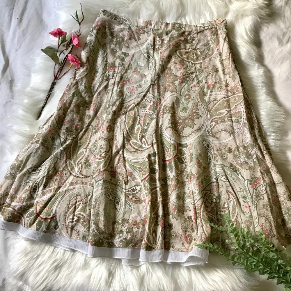 B. Moss 100% Cotton Paisley Lined A-Line Skirt, 2